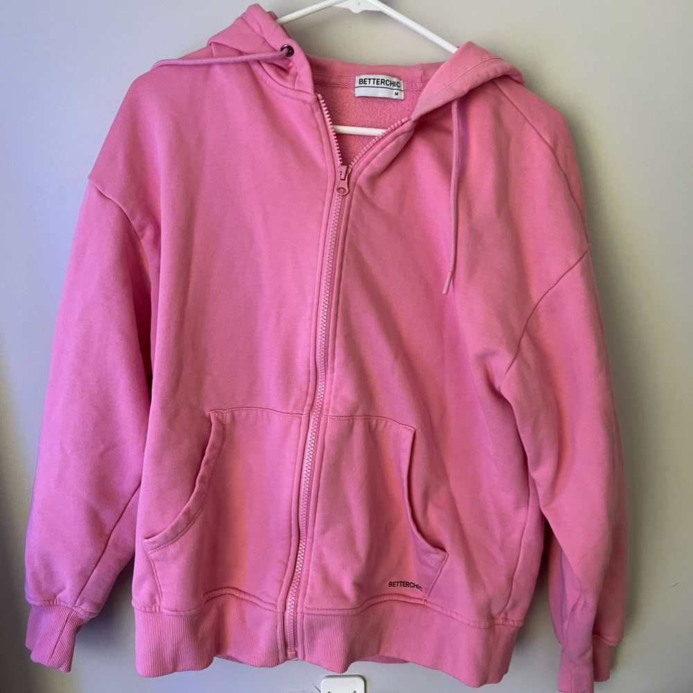 pink zip up hoodie
